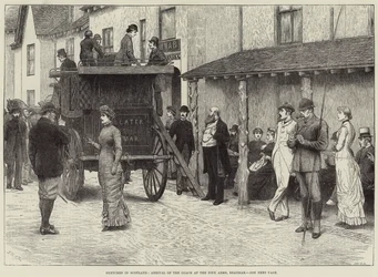 Sketches in Scotland, Arrival of the Coach at the Fife Arms, Braemar